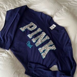 Navy Blue PINK Sequin Sweatshirt